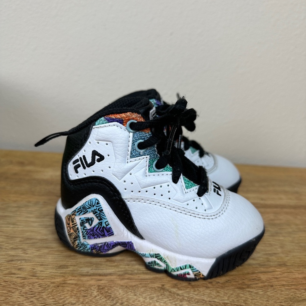 FILA MB 90s High Top Sneakers Baby Toddler 5‎ White / Multicolor Shoes